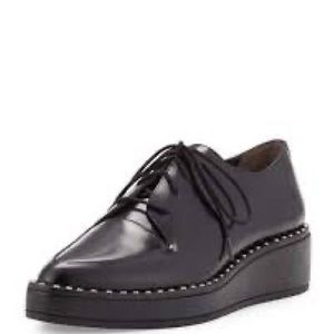 Loeffler Randall Frances Leather Studded Platform Oxford - black